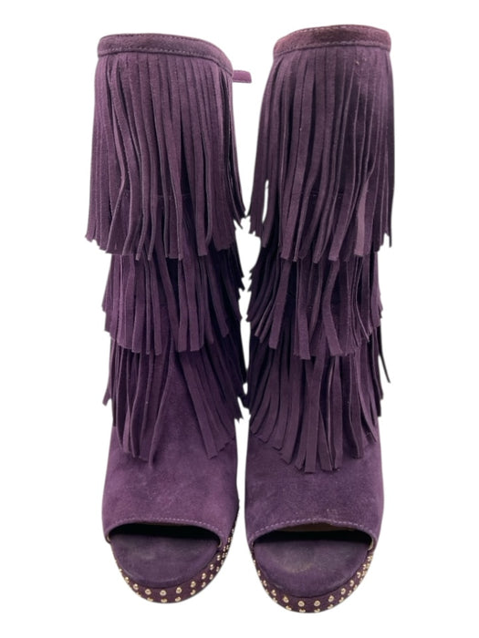 Enzo Angiolini Shoe Size 8 Purple & Gold Suede open toe Fringe Booties Purple & Gold / 8
