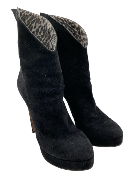 Alaia Shoe Size 38.5 Black, Gray & Brown Suede Animal Print Platform Booties Black, Gray & Brown / 38.5