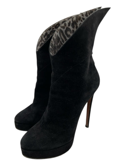 Alaia Shoe Size 38.5 Black, Gray & Brown Suede Animal Print Platform Booties Black, Gray & Brown / 38.5