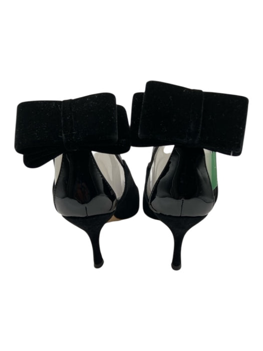 Kate Spade Shoe Size 8 Black Suede & Patent Leather Velvet Bow Kitten Heel Pumps Black / 8