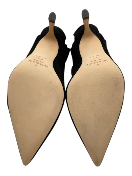 Kate Spade Shoe Size 8 Black Suede & Patent Leather Velvet Bow Kitten Heel Pumps Black / 8