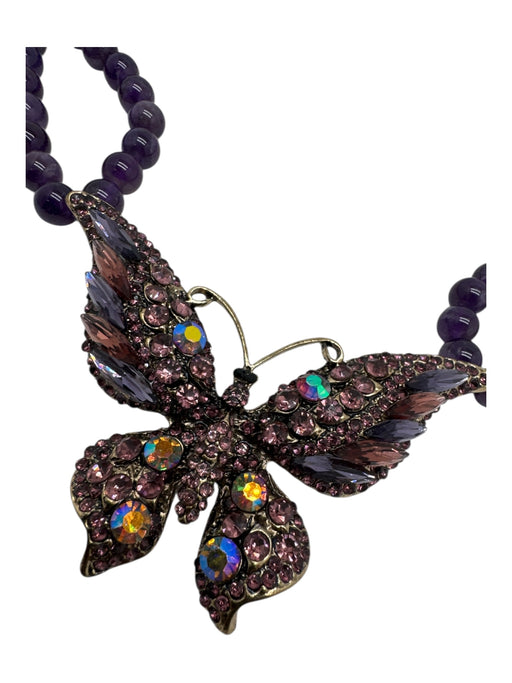 Eye Candy Los Angeles Purple & Gold Amethyst Rhinestone Butterfly Necklace Purple & Gold