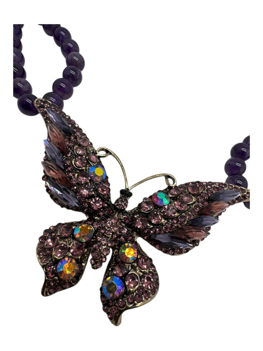 Eye Candy Los Angeles Purple & Gold Amethyst Rhinestone Butterfly Necklace Purple & Gold