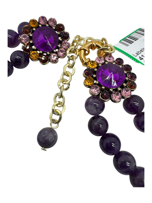 Eye Candy Los Angeles Purple & Gold Amethyst Rhinestone Butterfly Necklace Purple & Gold
