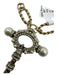 Cream & Gold Gold Tone Metal Pearl Key Pendant Toggle Clasp Necklace Cream & Gold