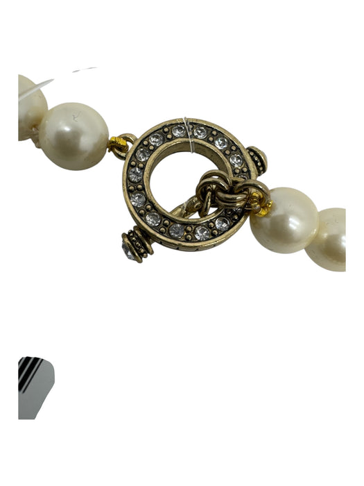 Cream & Gold Gold Tone Metal Pearl Key Pendant Toggle Clasp Necklace Cream & Gold