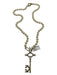 Cream & Gold Gold Tone Metal Pearl Key Pendant Toggle Clasp Necklace Cream & Gold