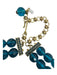 Heidi Daus Turquoise, Green & Gold Glass Beads gold tone metal Necklace Turquoise, Green & Gold