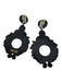 Ranjana Khan Black, White & Gold Leather Rhinestone Pearl Embellished Earrings Black, White & Gold