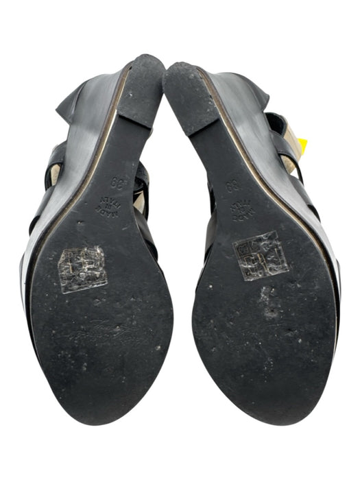Roberto Botticelli Shoe Size 39 Black & Gold Leather Upper Back Zip Sandals Black & Gold / 39