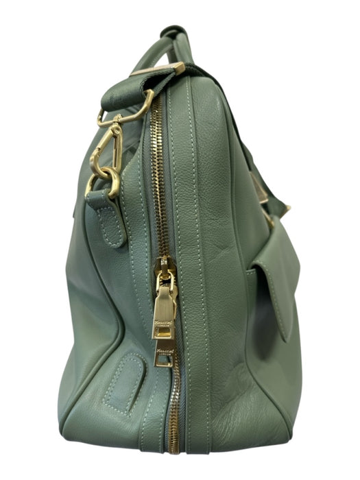 Moncrief Sage green Pebble Leather Gold hardware Crossbody Strap Weekender Bag Sage green / L/XL