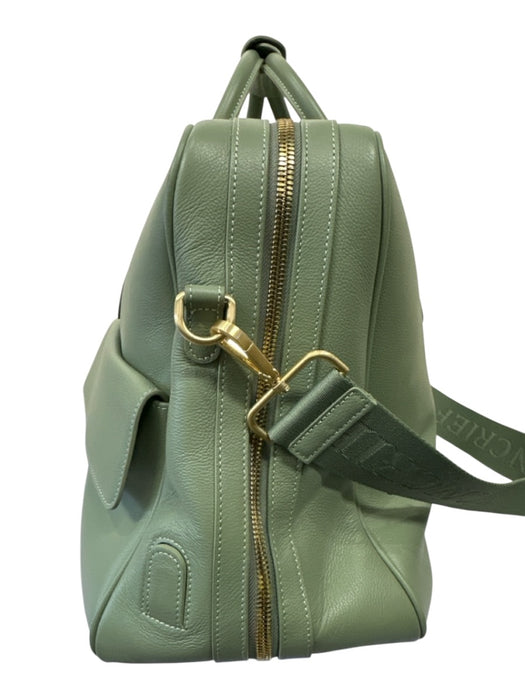 Moncrief Sage green Pebble Leather Gold hardware Crossbody Strap Weekender Bag Sage green / L/XL