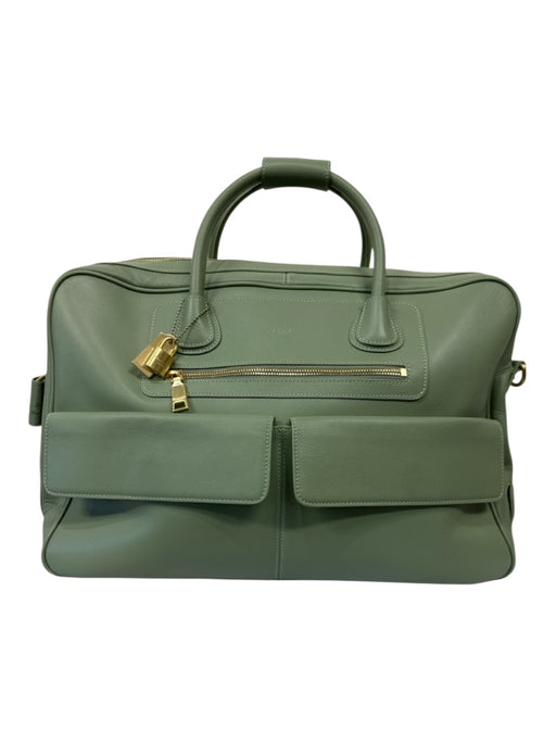 Moncrief Sage green Pebble Leather Gold hardware Crossbody Strap Weekender Bag Sage green / L/XL