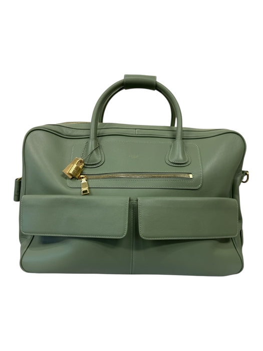 Moncrief Sage green Pebble Leather Gold hardware Crossbody Strap Weekender Bag Sage green / L/XL