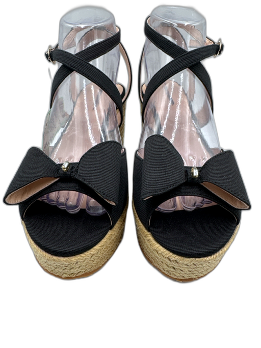 Kate Spade Shoe Size 8 Black & Beige textile upper Bow Criss Cross Sandals Black & Beige / 8