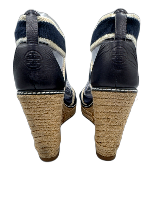 Tory Burch Shoe Size 8 Navy blue & Cream textile upper Criss Cross Sandals Navy blue & Cream / 8