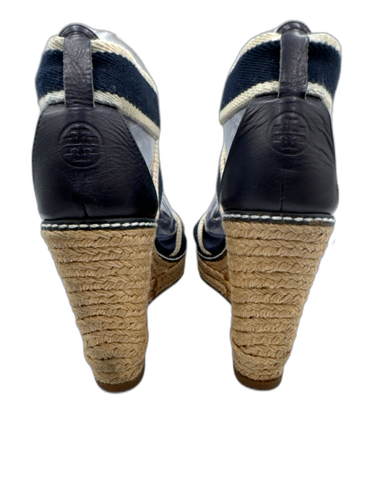 Tory Burch Shoe Size 8 Navy blue & Cream textile upper Criss Cross Sandals Navy blue & Cream / 8