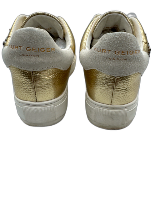Kurt Geiger Shoe Size 40 Gold & White Leather Upper Metallic Eye Sneakers Gold & White / 40