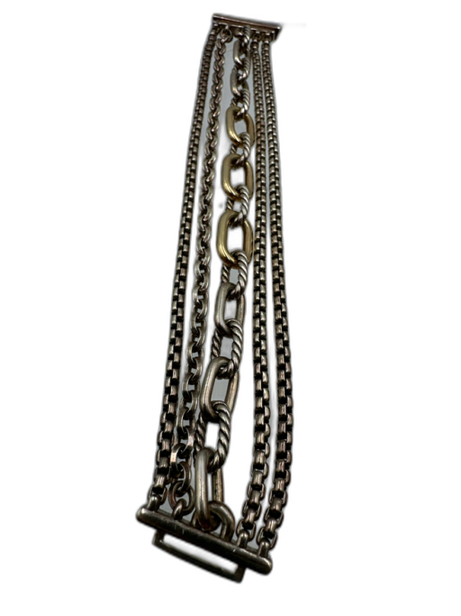 David Yurman Silver & Gold 925 & 750 Multi Strand Box Chain 18k Gold Bracelet Silver & Gold