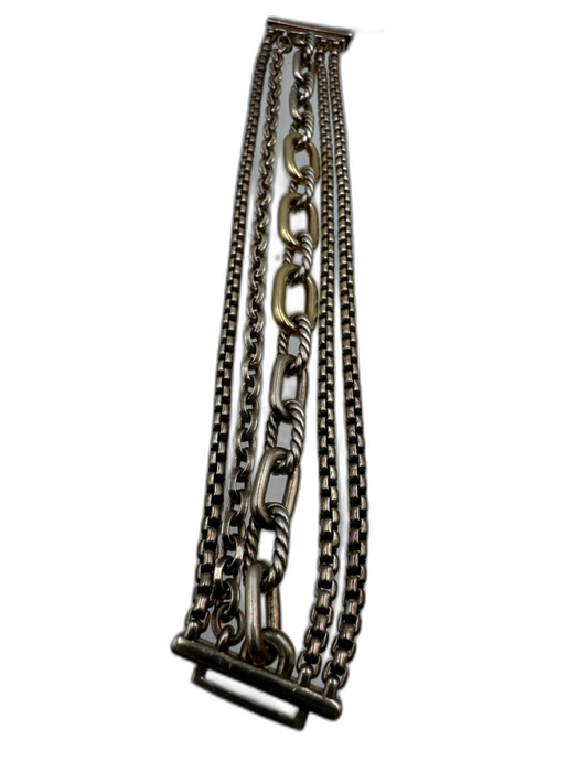 David Yurman Silver & Gold 925 & 750 Multi Strand Box Chain 18k Gold Bracelet Silver & Gold