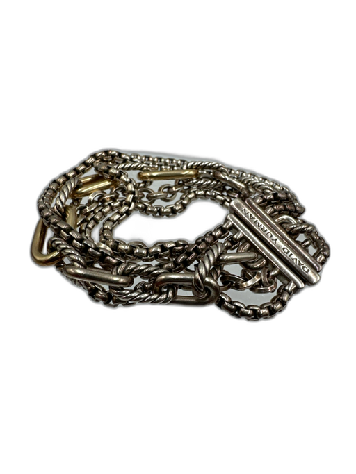David Yurman Silver & Gold 925 & 750 Multi Strand Box Chain 18k Gold Bracelet Silver & Gold