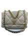 Chanel Beige Leather turn lock Quilted Flap Two Tone Chain Bag Beige / Large