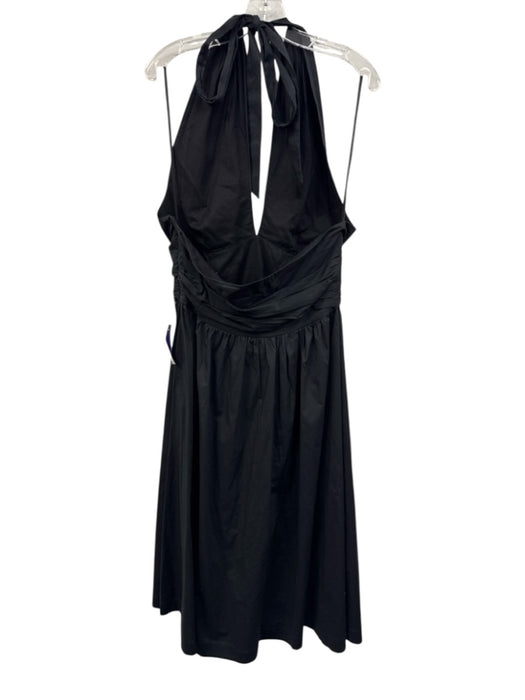 Staud Size 12 Black Cotton Blend Halter Midi Dress Black / 12