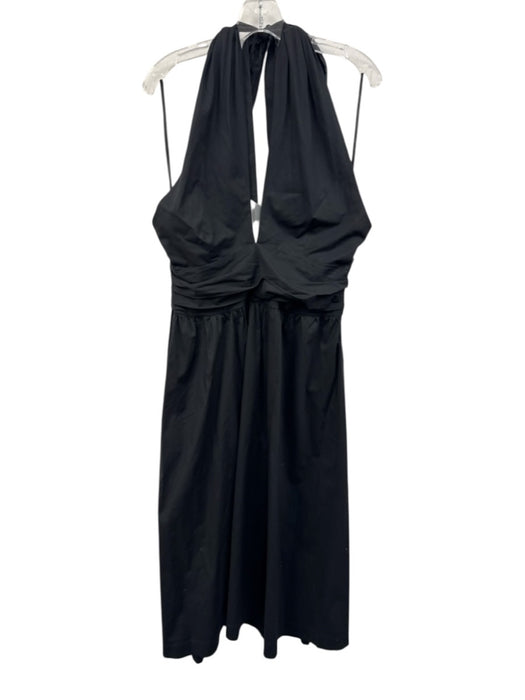Staud Size 12 Black Cotton Blend Halter Midi Dress Black / 12