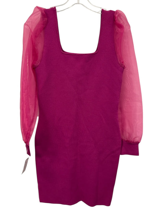 House of Harlow 1960 Size S Fuchsia Pink Viscose Blend Knit Balloon Sleeve Dress Fuchsia Pink / S