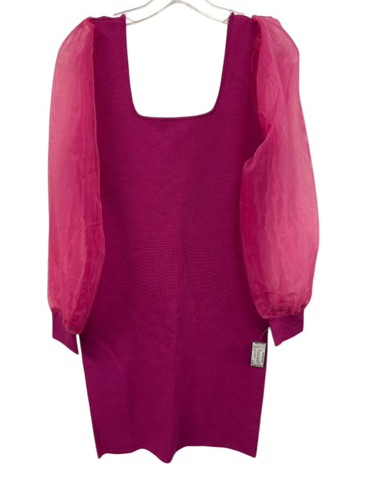 House of Harlow 1960 Size S Fuchsia Pink Viscose Blend Knit Balloon Sleeve Dress Fuchsia Pink / S
