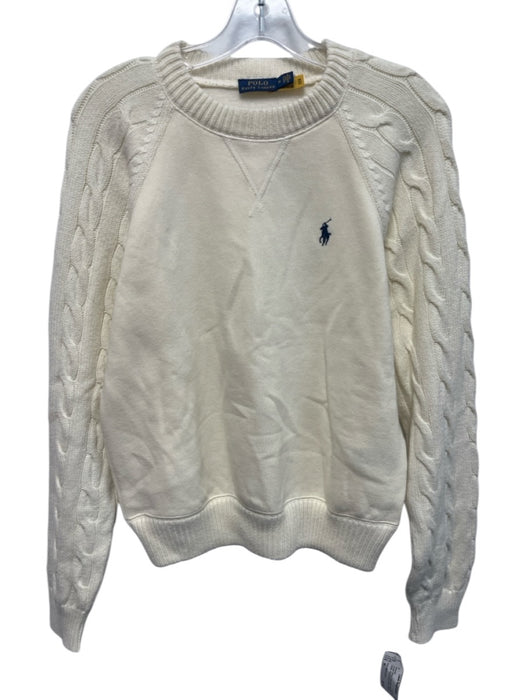 Polo Ralph Lauren Size M Cream White Cotton Blend Cable Knit Detail Sweater Cream White / M