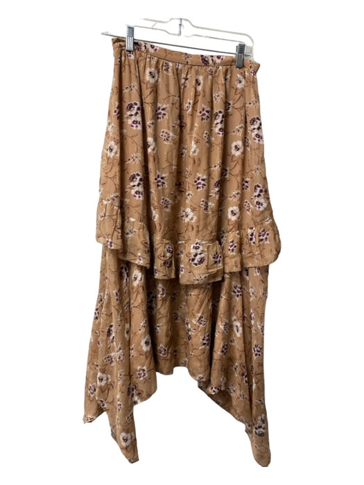 Ulla Johnson Size 4 Peach & Multi Silk Blend Flowers Side Zip Asymmetric Skirt Peach & Multi / 4