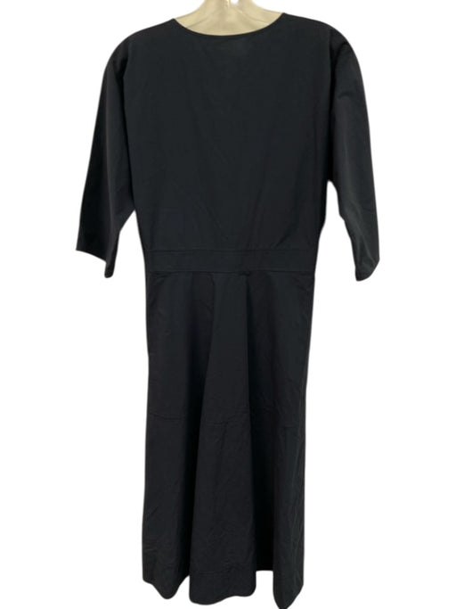 Gilner Farrar Size 2 Navy Blue Cotton 1/2 Sleeve V Neck Zip Up Midi Dress Navy Blue / 2