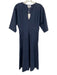 Gilner Farrar Size 2 Navy Blue Cotton 1/2 Sleeve V Neck Zip Up Midi Dress Navy Blue / 2