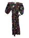 Cleobella Size XS Black, Pink, Multi Cotton Short Puff Sleeve Floral Print Dress Black, Pink, Multi / XS