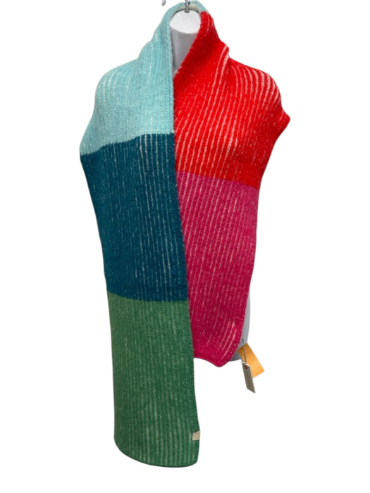 Mer Sea Pink, Blue, Green Color Block Stripe Rib Knit scarf Pink, Blue, Green / One Size