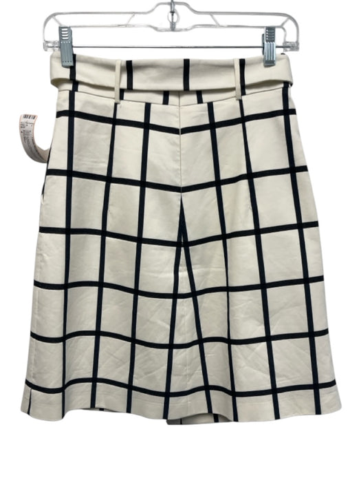 Karen Millen Size 4 White & Black Cotton & Polyamide Faux Wrap Windowpane Skirt White & Black / 4