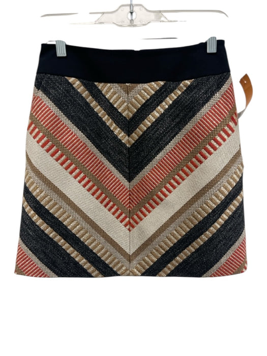 Karen Millen Size 4 Black, Red, Gold Polyester & Cotton Woven Chevron Mini Skirt Black, Red, Gold / 4