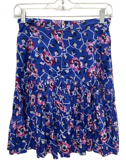 Isabel Etoile Marant Size 4 Blue, Red, Pink Cotton Back Zip Floral Print Skirt Blue, Red, Pink / 4