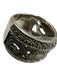 Silver & Clear 925 Sterling Silver Pave Diamonds Swirl Dangle Ring Silver & Clear