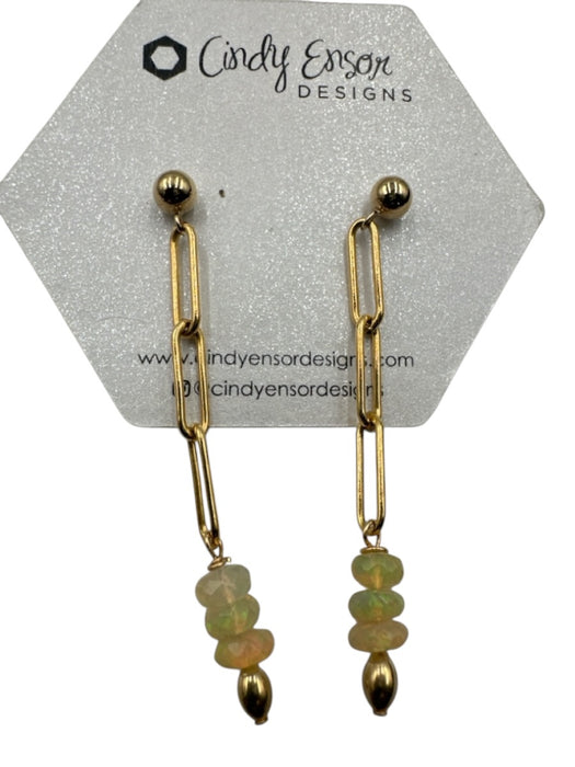 Cindy Ensor Gold & Multi Metal 14K Gold Plated Opalescent Chain Dangle Earrings Gold & Multi