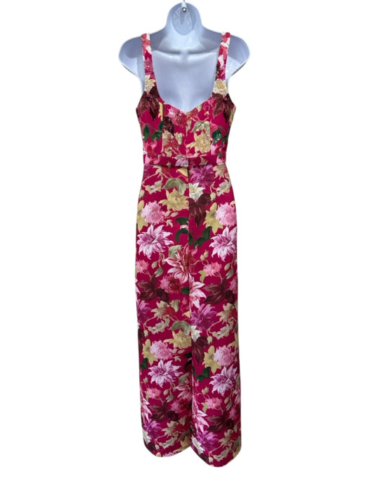 Sachin & Babi Size 4 Hot Pink & Multi Polyester Sleeveless Floral Print Gown Hot Pink & Multi / 4