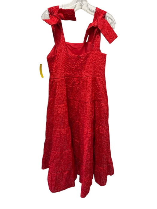 Sister Jane Size XS Red Polyester Floral Jacquard Tie Straps Tiered Gown Red / XS