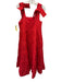 Sister Jane Size XS Red Polyester Floral Jacquard Tie Straps Tiered Gown Red / XS
