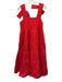 Sister Jane Size XS Red Polyester Floral Jacquard Tie Straps Tiered Gown Red / XS