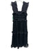 Sister Jane Size XS Black Polyester Mesh Overlay Square Neck Sleevel Print Dress Black / XS