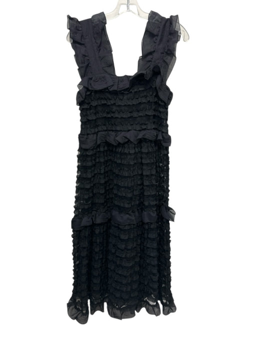 Sister Jane Size XS Black Polyester Mesh Overlay Square Neck Sleevel Print Dress Black / XS