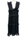 Sister Jane Size XS Black Polyester Mesh Overlay Square Neck Sleevel Print Dress Black / XS