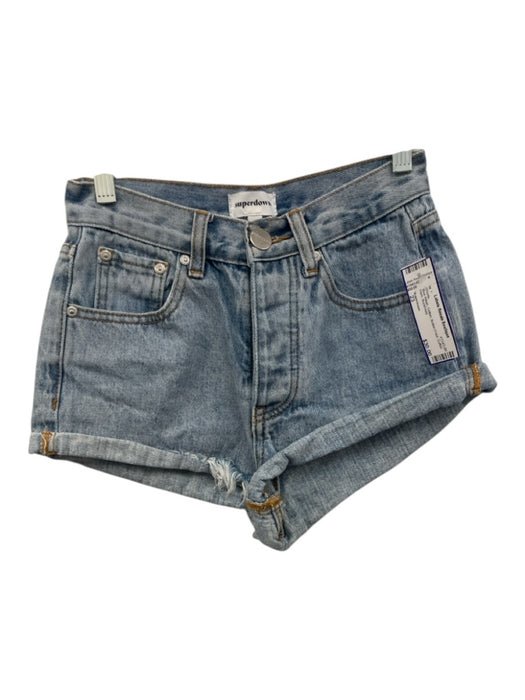 Superdown Size 23 Blue Wash Cotton Button Front Cuffed Hem Shorts Blue Wash / 23