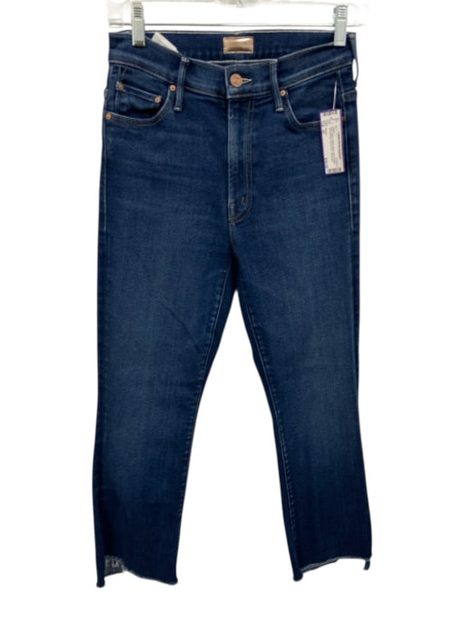 Mother Size 26 Dark Wash Cotton Blend Zip & Button Whiskering Frayed Hem Jeans Dark Wash / 26